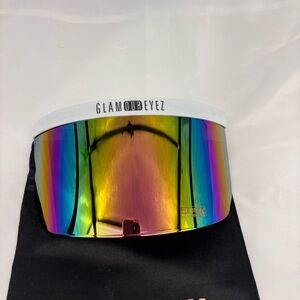 GlamourEyes ShadyVEU Oversized Retro Futuristic Mirrored Visor Unisex Sunglasses